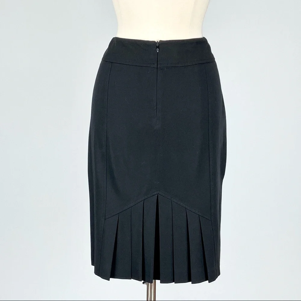 Jana Kos Womens Black Straight Pencil Skirt Pleated Hem size 6